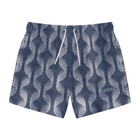 Navy Wave Stripe Swim Shorts